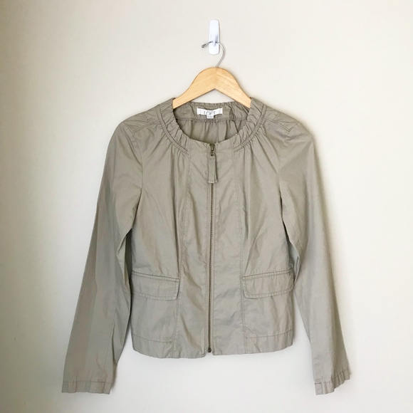 LOFT Jackets & Blazers - LOFT Tan Cotton Zip-Up Jacket Size XS